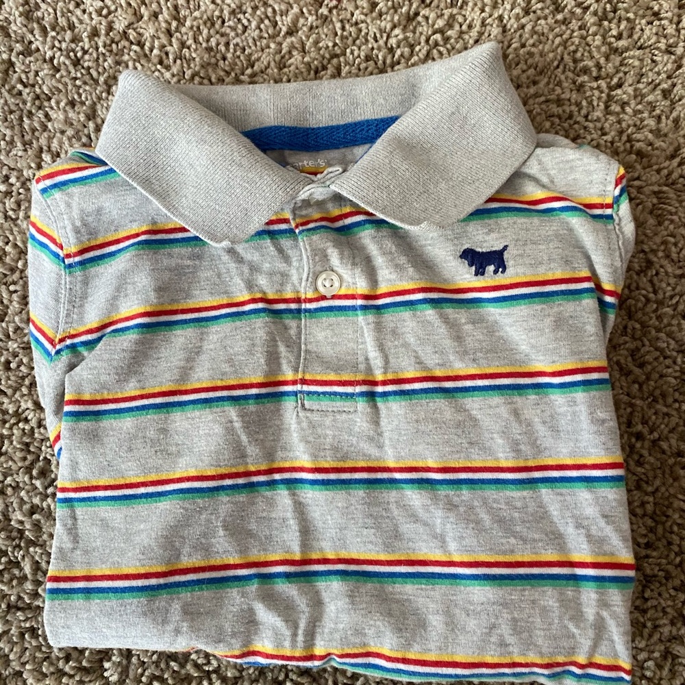 EUC Carter’s grey striped polo shirt